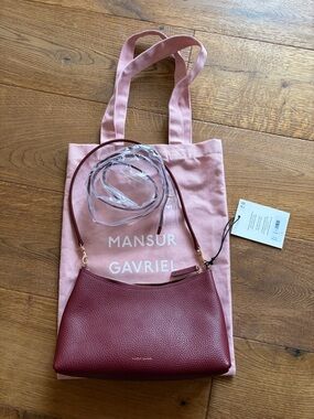 Mansur Gavriel Wine Red Pebbled Leather Shoulder Bag